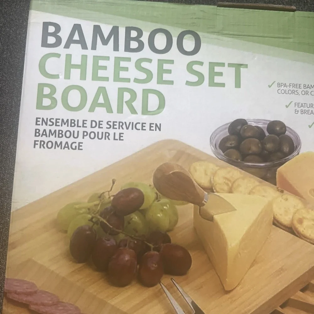 Dynamic Gear Bamboo Charcuterie Cheese Set Board 13x13